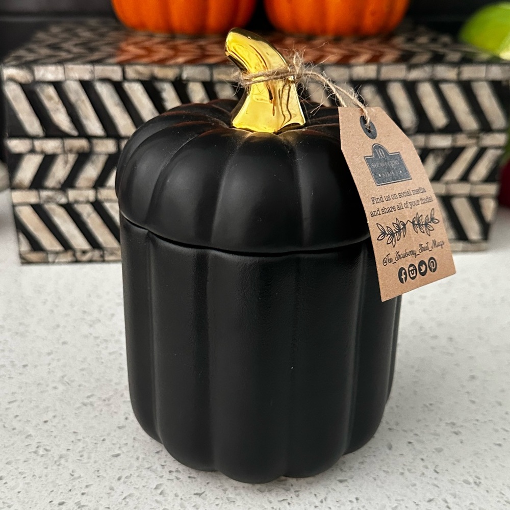 Matte Black Pumpkin Jar with Lid • NWT